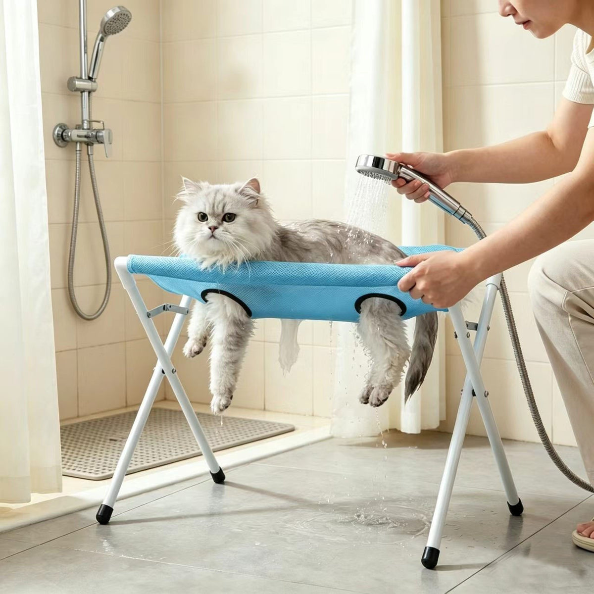 Foldable Pet Bathing Hammock Stand