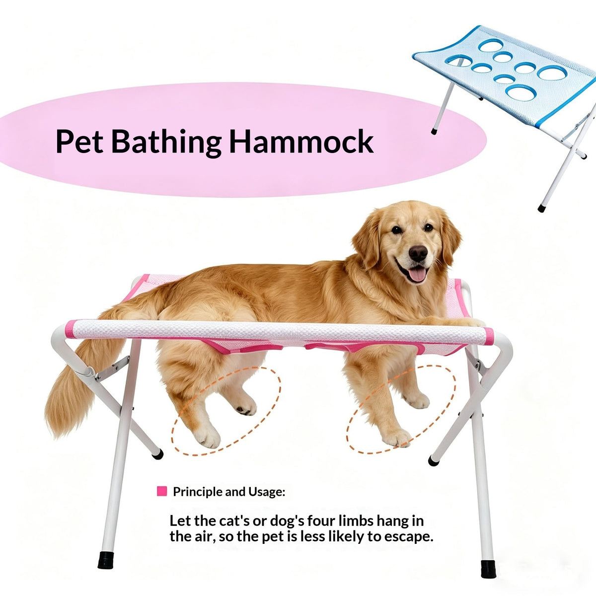 Foldable Pet Bathing Hammock Stand